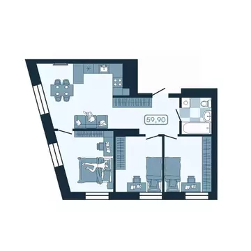 3-к кв. Приморский край, Владивосток ул. Борисенко (59.9 м)