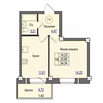 1-к кв. Псковская область, Псковский район, Завеличенская волость, д. ...