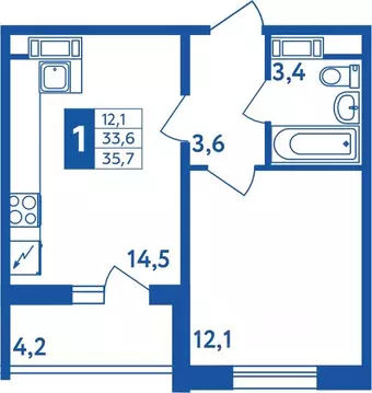 1-к кв. Башкортостан, Уфа Дема жилрайон, Новая Дема жилой комплекс ...