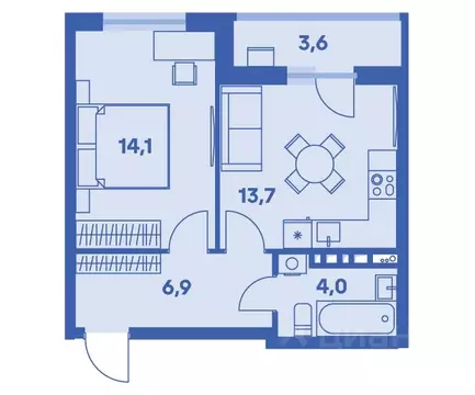 2-к кв. Пермский край, Пермь ул. Карпинского, 115 (40.5 м)