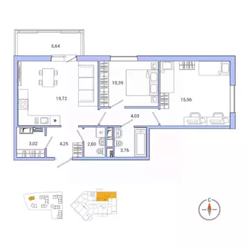 2-к кв. Ленинградская область, Всеволожский район, Заневское городское ...