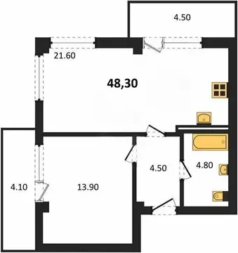 1-комнатная квартира: Севастополь, улица Степаняна, 2 (48.32 м)
