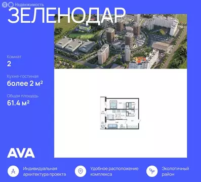 2-комнатная квартира: Краснодар, жилой комплекс Зеленодар, улица ...