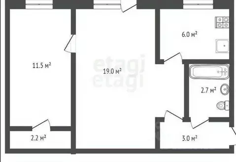 2-к кв. Удмуртия, Ижевск Квартальный проезд, 84 (45.9 м)