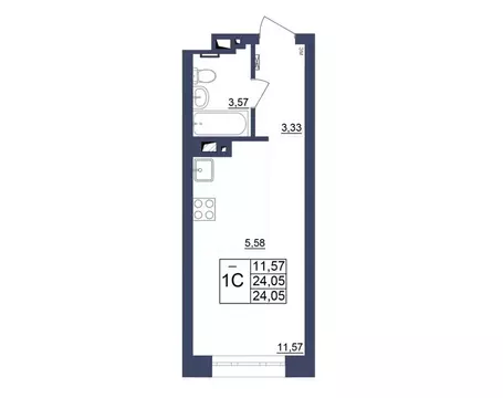 Студия Башкортостан, Уфа Космос жилой комплекс, лит1 (24.05 м)