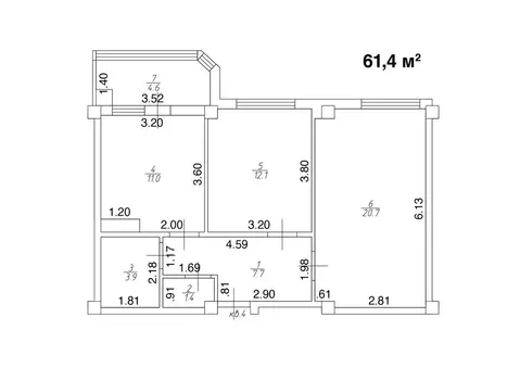 2-комнатная квартира: Ессентуки, улица Шмидта, 80/2с (61.4 м)