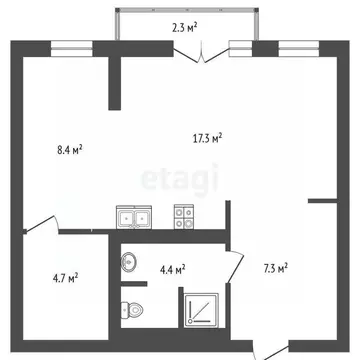 1-к кв. Тюменская область, Тюмень ул. Газовиков, 44 (41.9 м)