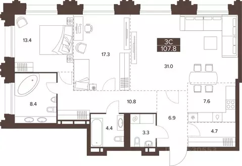3-к кв. Алтайский край, Барнаул Социалистический просп., 97 (107.8 м)
