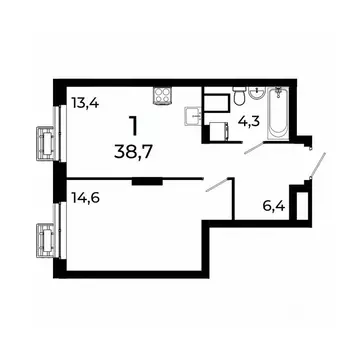 1-к кв. Нижегородская область, Нижний Новгород ул. Коперника, 15 (38.7 ...