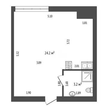 Квартира-студия: Севастополь, улица Глухова, 9 (27.4 м)