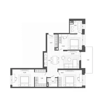 4-к кв. Алтайский край, Барнаул Жилплощадка мкр,  (98.89 м)