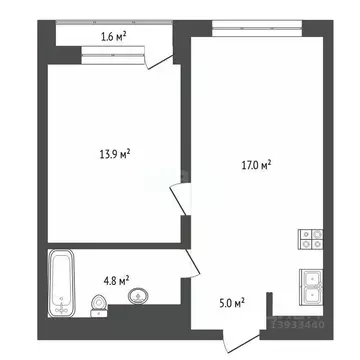 1-к кв. Тюменская область, Тюмень ул. Газовиков, 40 (42.3 м)