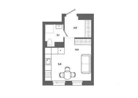 Студия Ханты-Мансийский АО, Сургут 30А мкр,  (23.2 м)