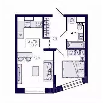 2-к кв. Хабаровский край, Хабаровск ул. Карла Маркса, 96/1 (38.77 м)