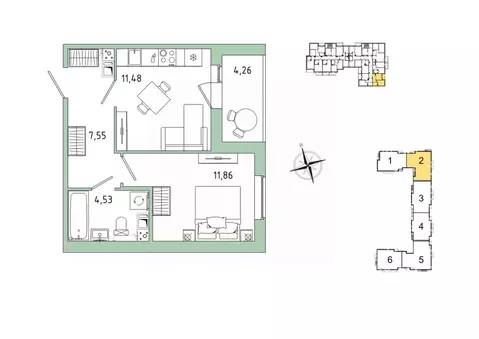 1-к кв. Ленинградская область, Гатчина Въезд мкр,  (37.55 м)