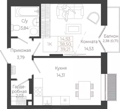 1-к кв. Алтай, Майминский район, с. Майма ул. Энергетиков (39.21 м)
