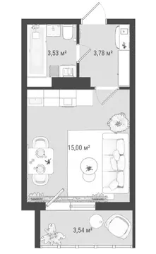 Квартира-студия: Томск, улица Войкова, 51 (25.8 м)