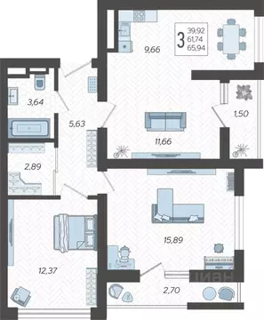 3-к кв. Краснодарский край, Сочи Бытха мкр, ул. Ясногорская, 16/2к3 ...