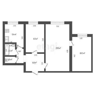 3-к кв. Башкортостан, Стерлитамак Коммунистическая ул., 69 (52.8 м)