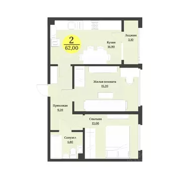 2-к кв. Ставропольский край, Невинномысск бул. Мира (62.0 м)