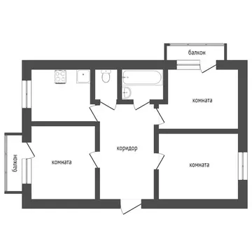 3-комнатная квартира: Тобольск, 4-й микрорайон, 15 (61 м)