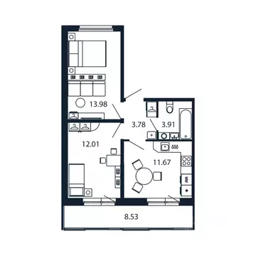 2-к кв. Ленинградская область, Ломоносовский район, Аннинское ...