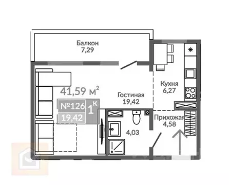 Студия Крым, Евпатория ул. Симферопольская, 2Г (41.59 м)