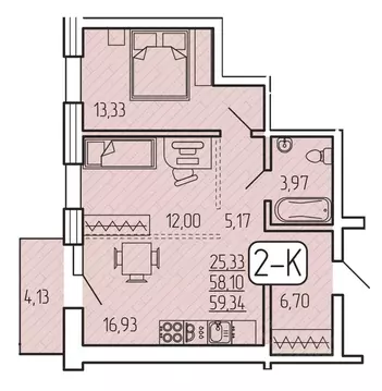 2-к кв. Бурятия, Улан-Удэ 140А мкр,  (59.34 м)