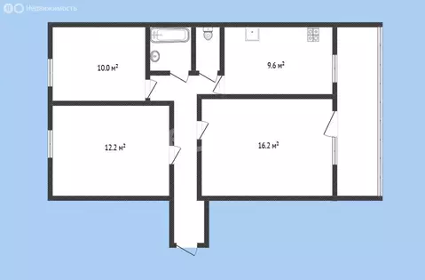 3-комнатная квартира: Черкесск, проспект Ленина, 6 (62.9 м)