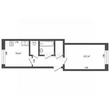 1-к кв. Тюменская область, Тюмень Ткацкий проезд, 3 (33.0 м)