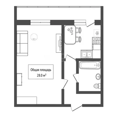 1-комнатная квартира: Бердск, Гранитная улица, 10А (28 м)