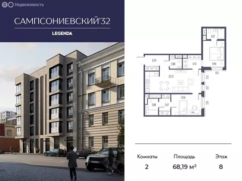 2-комнатная квартира: Санкт-Петербург, Большой Сампсониевский ...