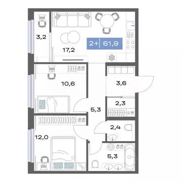 2-к кв. Свердловская область, Екатеринбург ул. Академика Парина, 11с1 ...