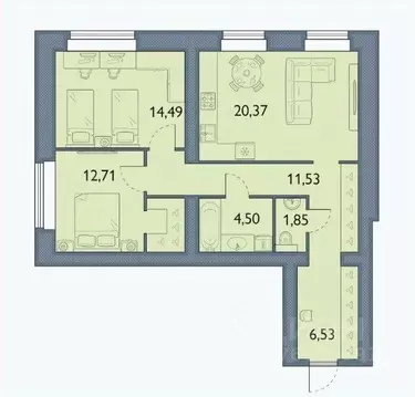 2-к кв. Брянская область, Брянский район, пос. Мичуринский, ...