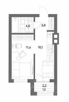 1-к кв. Калининградская область, Гурьевск ул. Имени Антона Пошкуса, ...