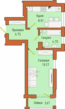 1-к кв. Калининградская область, Светлогорск пос. Отрадное,  (36.65 м)