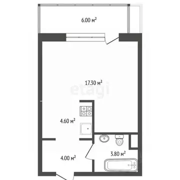 Студия Тюменская область, Тюмень Профсоюзная ул., 49 (29.5 м)
