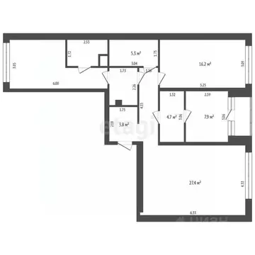 3-к кв. Тюменская область, Тюмень ул. Василия Малкова, 10 (92.0 м)