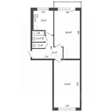 2-к кв. Архангельская область, Новодвинск Двинская ул., 32 (48.1 м)