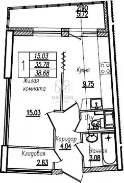 1-к кв. Санкт-Петербург ул. Кустодиева, 5к1 (38.64 м)