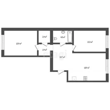 2-комнатная квартира: Тюмень, улица Республики, 204к12 (69.4 м)