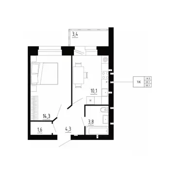 1-к кв. Орловская область, Орловский район, д. Образцово, Первый мкр  ...