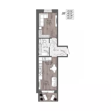 2-к кв. Хабаровский край, Хабаровск ул. Полины Осипенко, 35 (42.39 м)