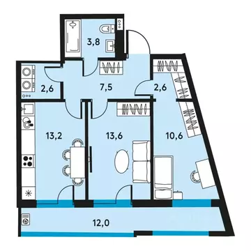 2-к кв. Пермский край, Пермь ул. Пушкина, 91 (59.9 м)