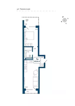 1-к кв. Тюменская область, Тюменский район, д. Дударева Родина-2 жилой ...