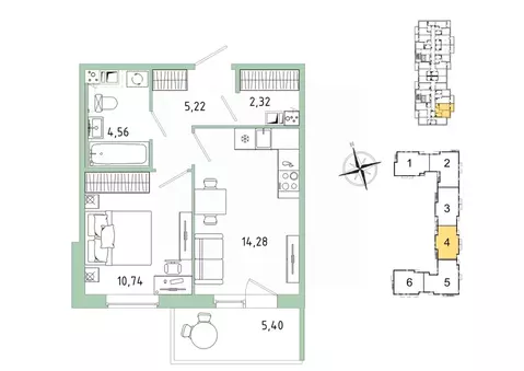 1-к кв. Ленинградская область, Гатчина Въезд мкр,  (38.74 м)