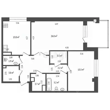 2-к кв. Тюменская область, Тюмень ул. Осипенко, 16 (84.0 м)