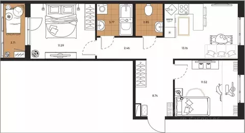 2-к кв. Сахалинская область, Южно-Сахалинск ул. Имени Б.П. Полевого, 5 ...