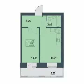 1-к кв. Красноярский край, Красноярск ул. Светлова, 12 (40.8 м)