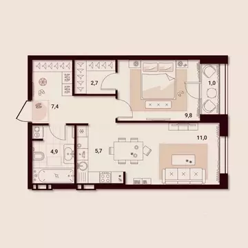 1-к кв. Приморский край, Артем ул. Куйбышева, 11А (42.52 м)